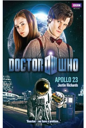 Cover of book showing the Doctor, Amy, Tardis, and an astronaut with a burger in hand