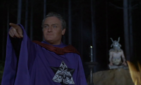 Purple robed cultist summons the Devil