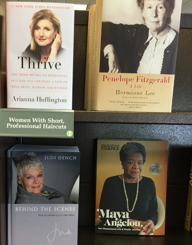 bookstore display with books featuring professional women