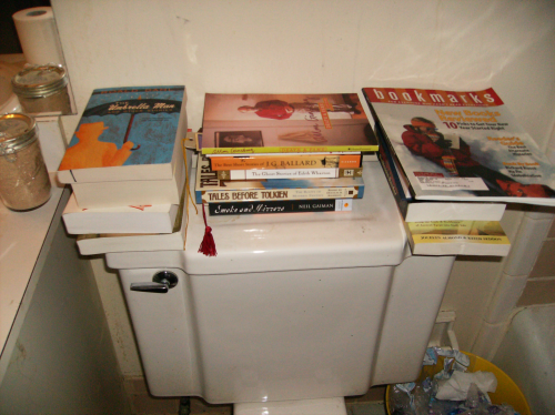 books on a the back of a commode