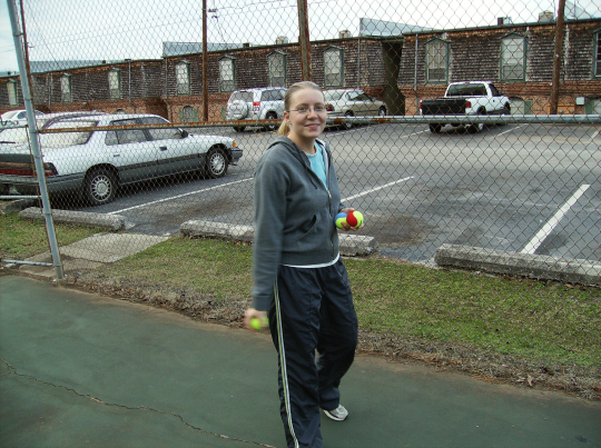 Sarah playing tennis