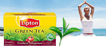 tea package in front of a beach scene